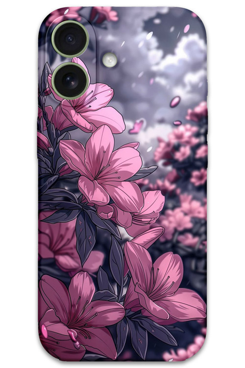 İphone 16 Plus Uyumlu Çiçek Desenli Telefon Kılıfı + Ekran Koruyucu - 5796