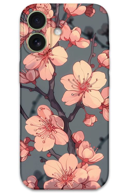 İphone 16 Plus Uyumlu Çiçek Desenli Telefon Kılıfı + Ekran Koruyucu - 5801