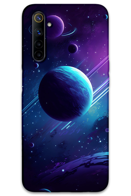 Realme 6 Uyumlu Uzay Desenli Telefon Kılıfı + Ekran Koruyucu - 5866