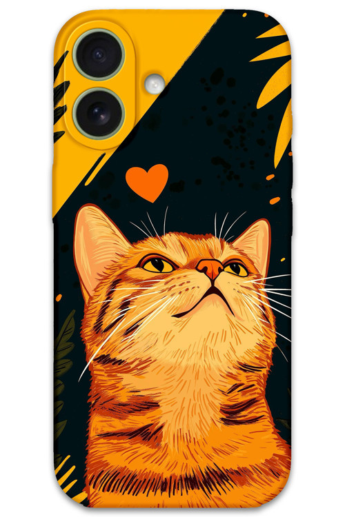 İphone 16 Plus Uyumlu Kedi Desenli Telefon Kılıfı + Ekran Koruyucu - 5783
