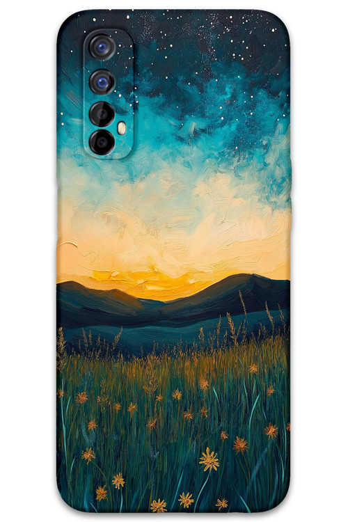 Realme 7 Uyumlu Uzay Desenli Telefon Kılıfı + Ekran Koruyucu - 5871