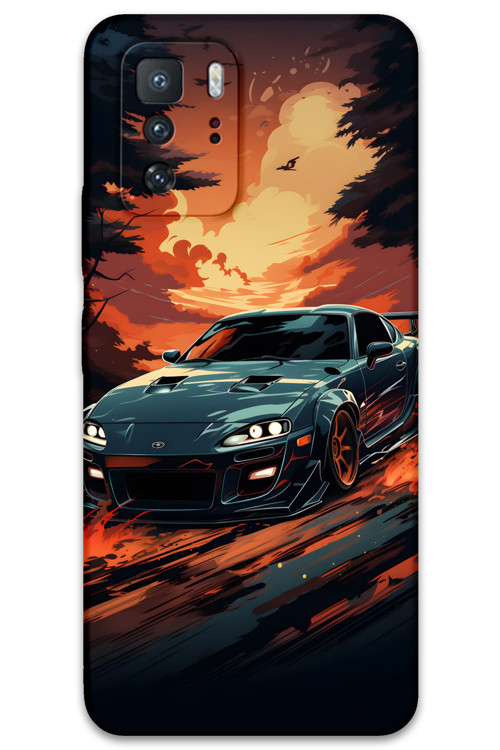 Poco X3 Gt Uyumlu Araba Desenli Telefon Kılıfı + Ekran Koruyucu - 5766