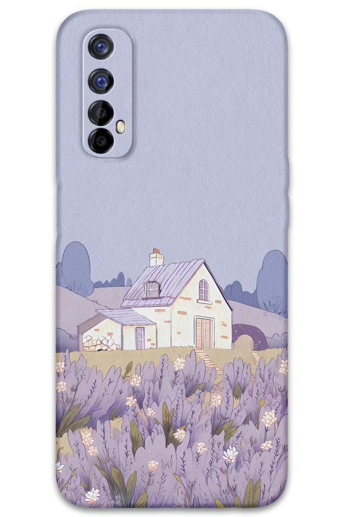 Realme 7 Uyumlu Çiçek Desenli Telefon Kılıfı + Ekran Koruyucu - 5800