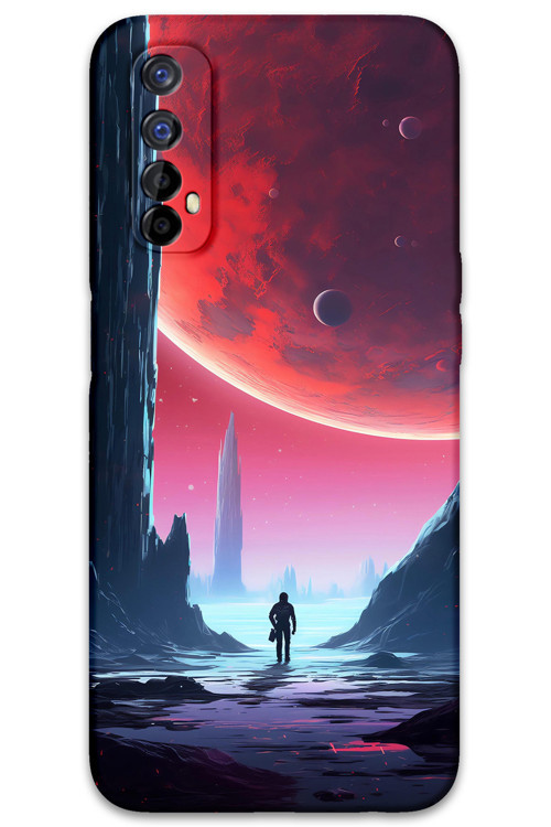 Realme 7 Uyumlu Uzay Desenli Telefon Kılıfı + Ekran Koruyucu - 5860