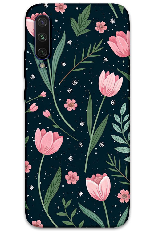 Xiaomi Mi A3 Uyumlu Çiçek Desenli Telefon Kılıfı + Ekran Koruyucu - 5788