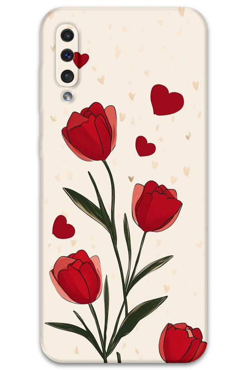 Galaxy A70 Uyumlu Çiçek Desenli Telefon Kılıfı + Ekran Koruyucu - 5789