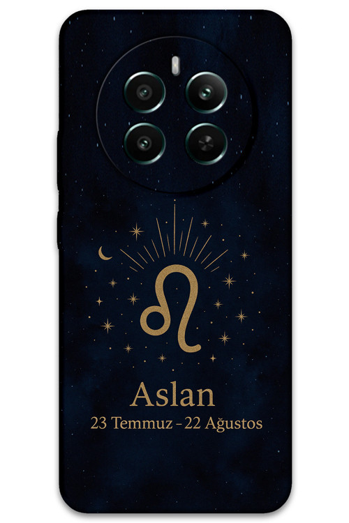 Realme 12 4G Uyumlu Aslan Burcu Desenli Telefon Kılıfı + Ekran Koruyucu - 5772