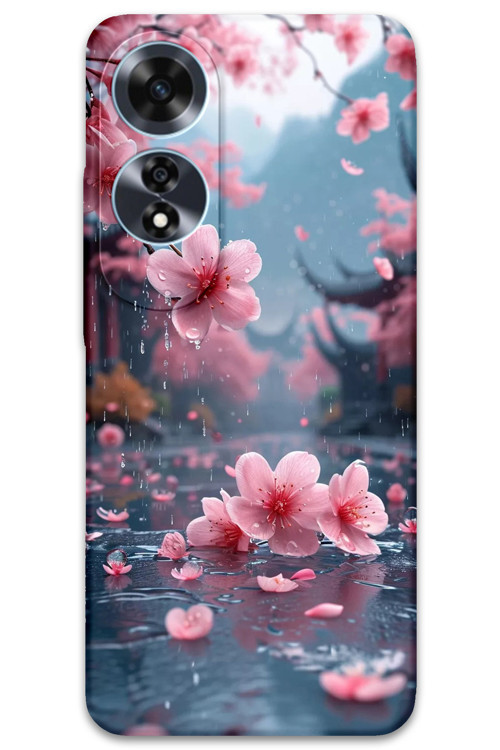 Oppo A60 Uyumlu Çiçek Desenli Telefon Kılıfı + Ekran Koruyucu - 5794