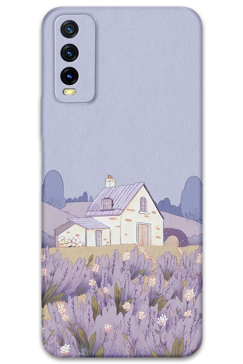 Vivo Y20 Uyumlu Çiçek Desenli Telefon Kılıfı + Ekran Koruyucu - 5800