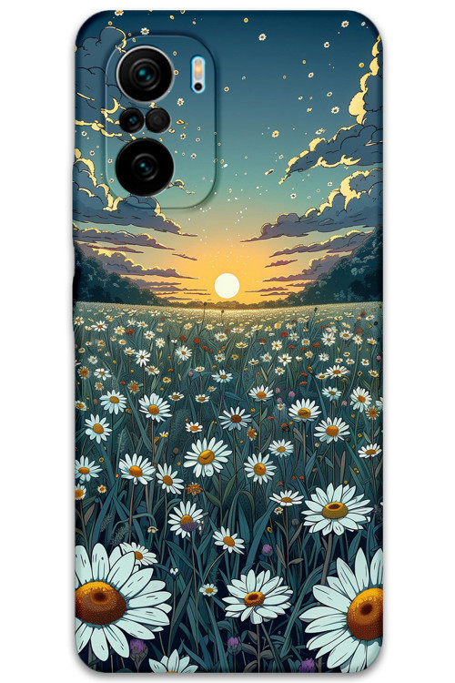 Poco F3 Uyumlu Çiçek Desenli Telefon Kılıfı + Ekran Koruyucu - 5792