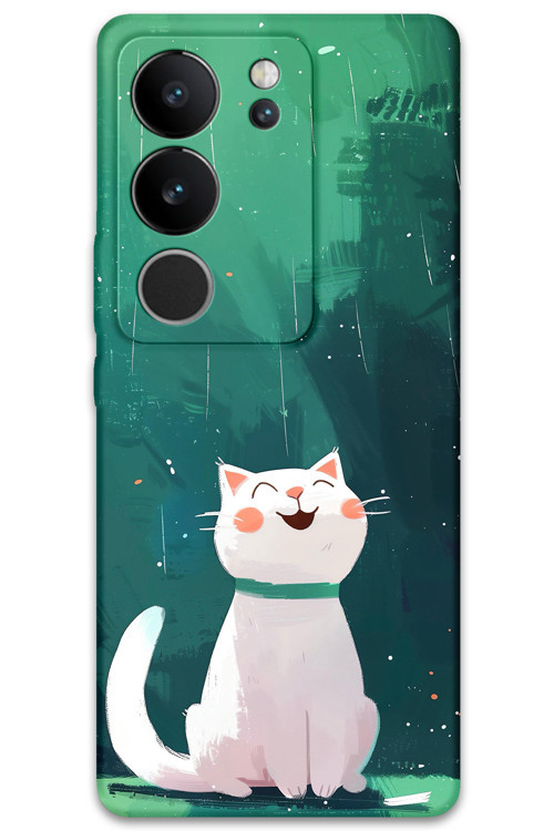Vivo V29 Uyumlu Kedi Desenli Telefon Kılıfı + Ekran Koruyucu - 5781