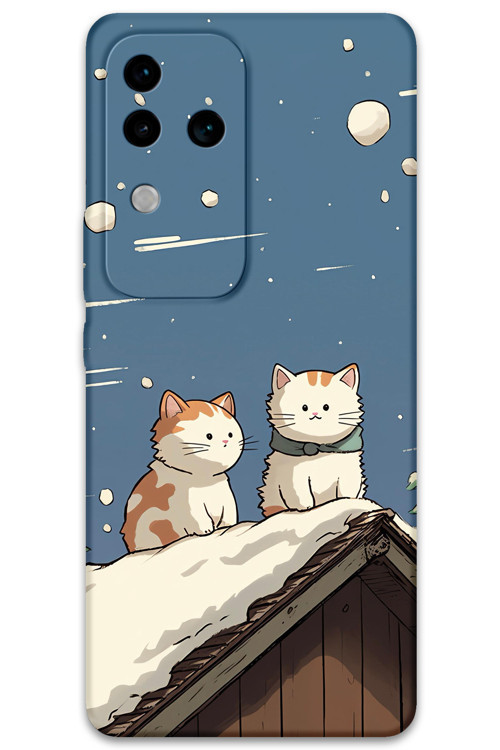 Vivo V30 Uyumlu Kedi Desenli Telefon Kılıfı + Ekran Koruyucu - 5780