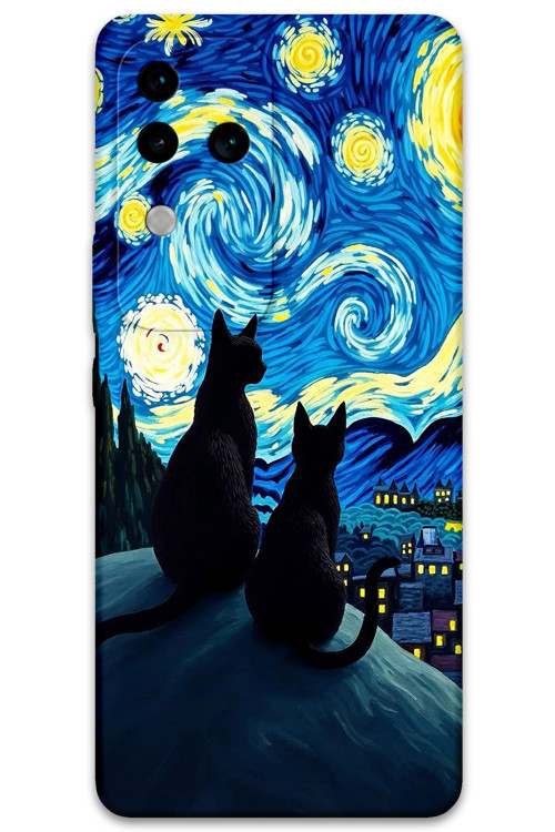 Vivo V30 Uyumlu Kedi Desenli Telefon Kılıfı + Ekran Koruyucu - 5782