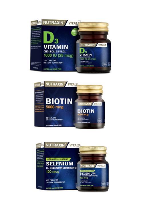 Vitals Biotin 5000 mcg 30 Tablet+ Selenium 100 mcg 100 Tablet+ D3 Vitamini 120 Tablet