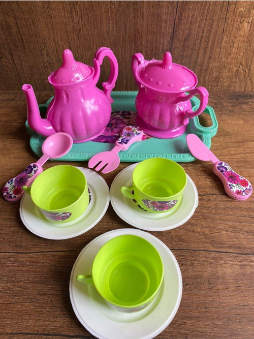 Çay Seti 14 Parça Oyuncak Evcilik Oyun Seti Çay Kahve Seti Eğitici Oyuncak Evcilik Oyunları