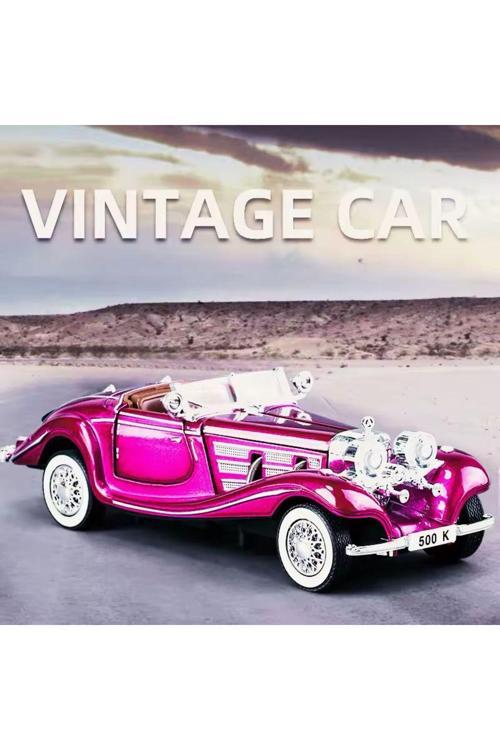 Mercedes-Benz Araba 1936 Mercedes 500K Araba Mor 1:24 Klasik England Mor Üstü Açık Diecast Araba