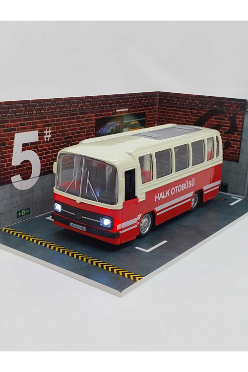 1/27 Ölçek Nostalji Halk Otobüsü Sesli Ve Işıklı (Kırmızı)