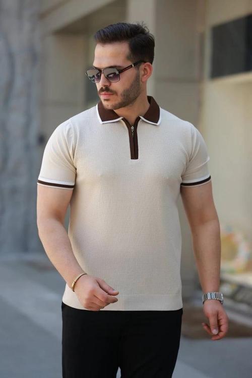 MDB Erkek Renkli Yaka Kısa Kollu Tişört