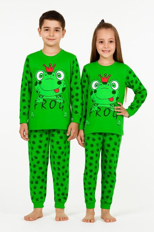 Kurbağa Prens %100 Pamuklu Penye Çocuk Pijama Takimi ( 1 Adet Pijama Takımıdır)