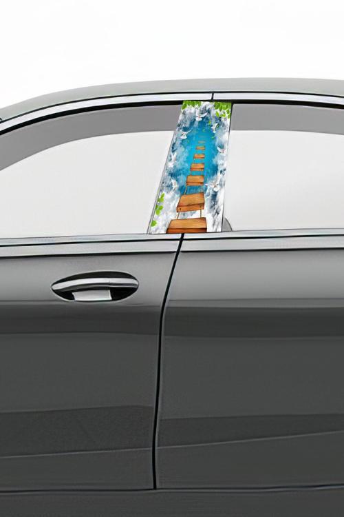 Araç Kapı Direk Kaplama Folyosu Desenli  Sağ Sol Takım 2 Adet  22x50 cm