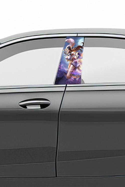 Araç Kapı Direk Kaplama Folyosu Desenli (Sağ Sol Takım) (2 Adet) - 22x50 Cm