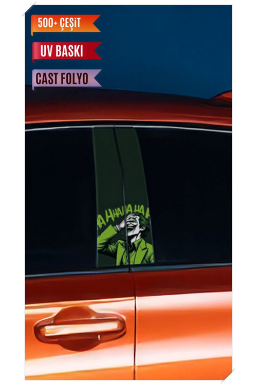 Araç Kapı Direk Kaplama Folyosu Joker Desenli (Sağ Sol Takım) (2 Adet) - 22x50 Cm