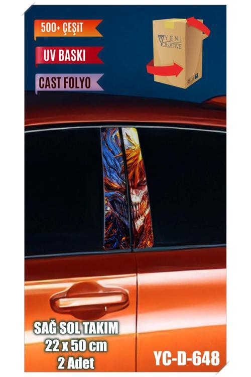 Araç Kapı Direk Kaplama Folyosu Desenli (SAĞ SOL TAKIM) (2 ADET) - 22x50 Cm
