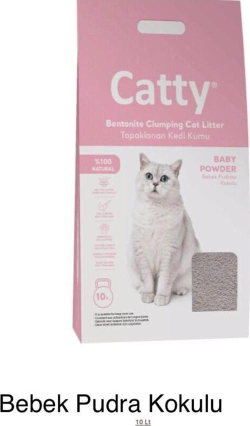 Bebek Pudra Kokulu Ince Taneli Bentonit Topaklaşan Kedi Kumu 10 Lt