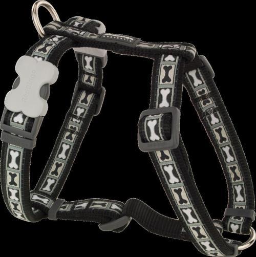 Reddingo Bone Yard Desenli Siyah Köpek Göğüs Tasması S /15mm