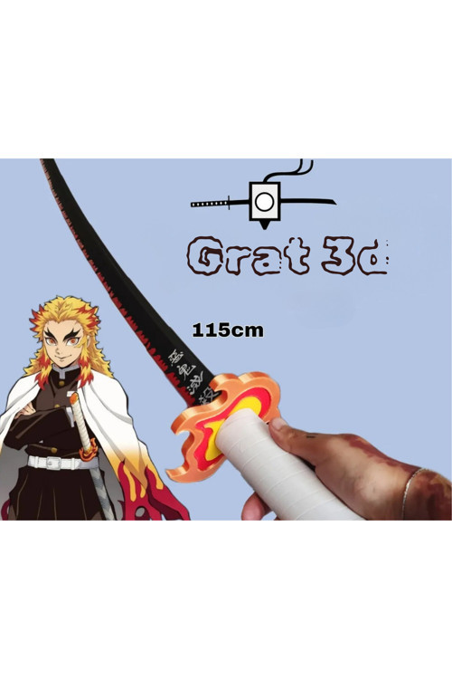 Rengoku Katana 115 Cm | Demon Slayer | Açılabilir Katana | Dayanıklı Plastik | Oyuncak