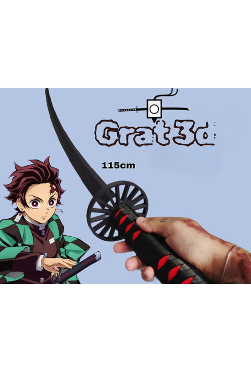 Tanjiro Katana Versiyon 2 -115 Cm | Demon Slayer | Açılabilir Katana | Dayanıklı Plastik | Oyuncak