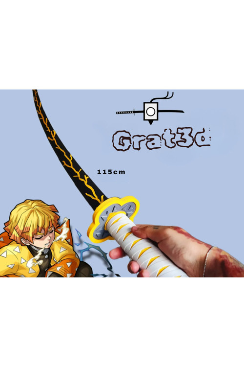 Zenitsu Katana 115 Cm | Demon Slayer | Açılabilir Katana | Dayanıklı Plastik | Oyuncak Kılıç