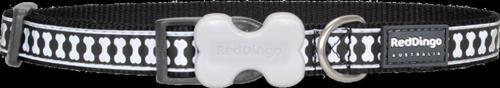 Reddingo Reflektörlü Kemik Desenli Siyah Boyun Tasması S 15mm / 24-36 cm