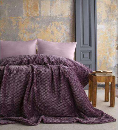 AP Jakarlı Tek Kişilik Mürdüm Trusty Battaniye 160*220