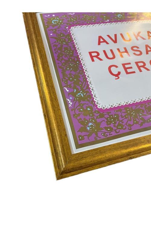 Avukatlık Ruhsatname Çerçevesi Gold Renk - Hakiki Camlı Ürün - 33X48 Ebat