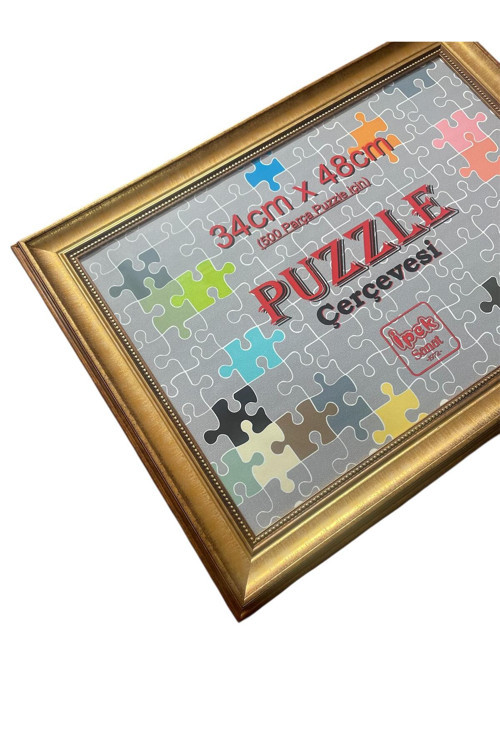 Puzzle Çerçevesi Altın Renk 34X48 Ebat - Yatay Veya Dikey - Hakiki Camlı Ürün