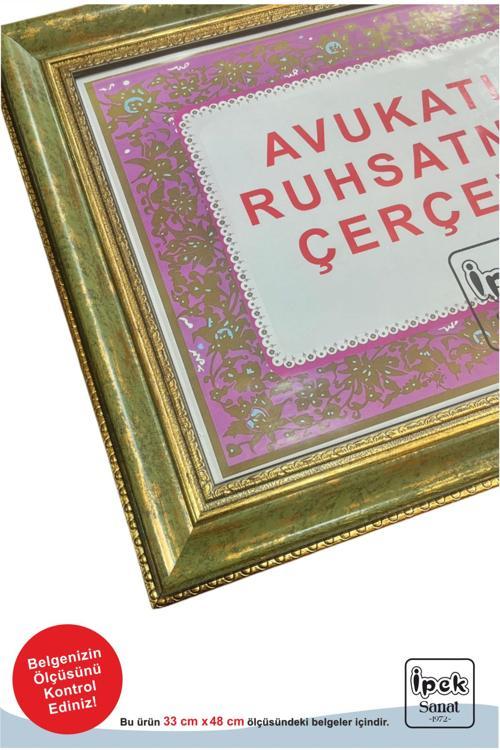 Avukatlık Ruhsatname Çerçevesi Yeşil Antik - 33X48 Boyutunda - Gerçek Camlı Ürün