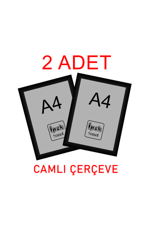 (2 Ürün) A4 Ebatında Camlı Siyah Çerçeve