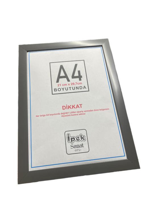 A4 Çerçeve Antrasit Renk - 21X30 Çerçeve - Hakiki Camlı