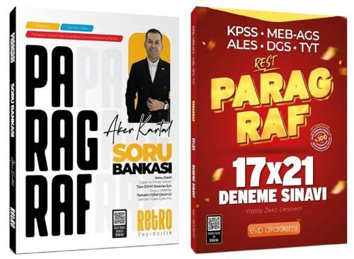 Retro + EVP 2026 KPSS ALES DGS TYT AYT Paragraf Soru Bankası + 21 REST Deneme 2 li Set - Aker Kartal Retro + EVP Akademi