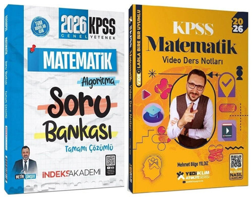 Yediiklim + İndeks 2026 KPSS Matematik Atölye Video Ders Notları + Soru Bankası 2 li Set - Mehmet Bilge Yıldız Yediiklim