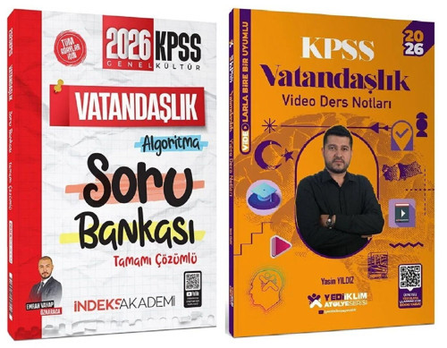 Yediiklim + İndeks 2026 KPSS Vatandaşlık Atölye Video Ders Notları + Soru Bankası 2 li Set - Yasin Yıldız Yediiklim + İn