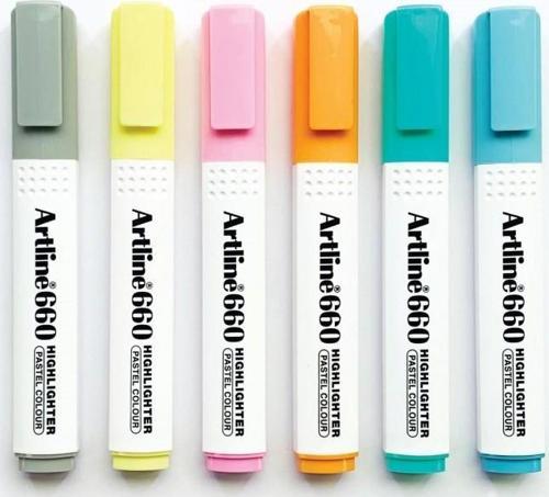 660 Pastel Seri 6'lı Fosforlu Kalem Seti-1