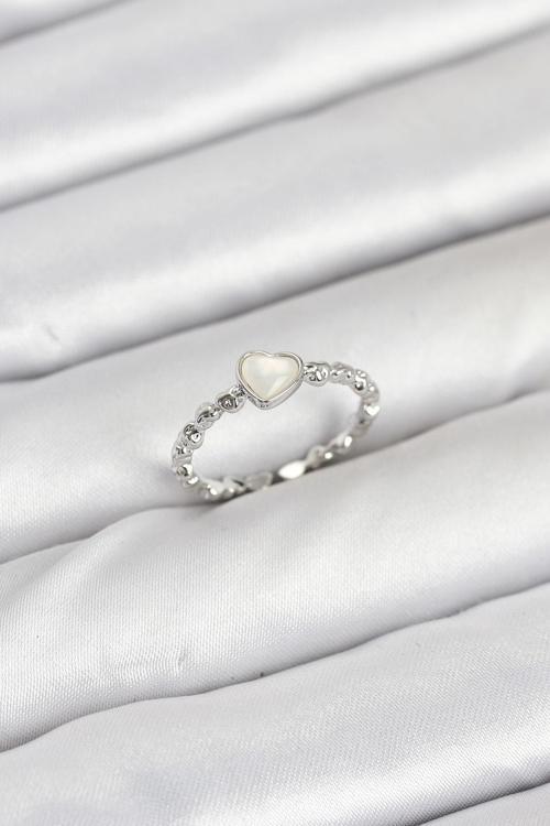 Zarif Kadın için Silver Pirinç Kalpli Stil Yüzük