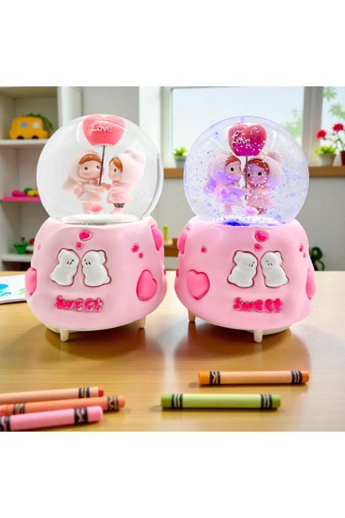 Love Yazılı Kar Küresi Büyük Boy Işıklı Sesli Müzikli Kar Küresi Hediyelik Kar Küre 1 Adet