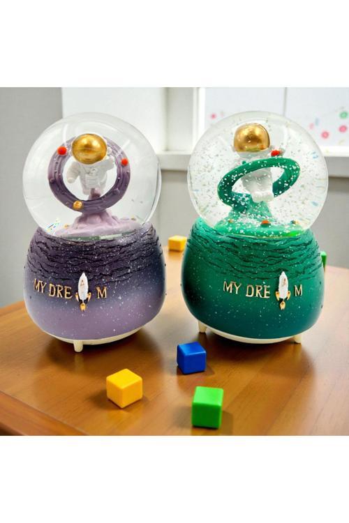 Uzay Astranot Büyük Boy Işıklı Sesli Müzikli Kar Küresi Hediyelik Kar Küresi 1 Adet