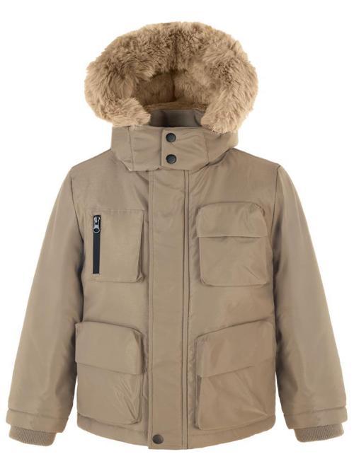 Kapşonu Kürklü 6-9 Yaş Mont - Bej 8-9 Yaş