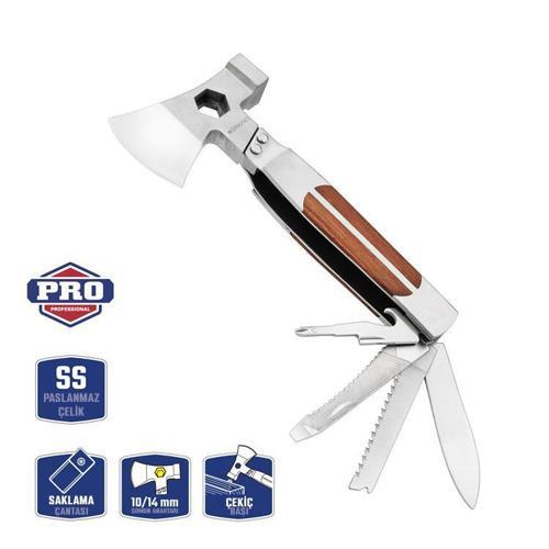 WP383001 12 IN 1 Çok Fonksiyonlu Profesyonel Mini Balta/Çekiç Alet Seti + Taşıma Kılıfı