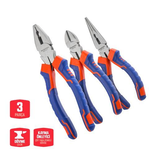 WP201007 200MM/160MM Profesyonel 3’lü Pense Seti