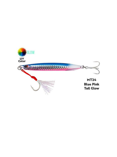 Metal Cast Jig Metal Yem Blue Pink Tail Glow-80 GR